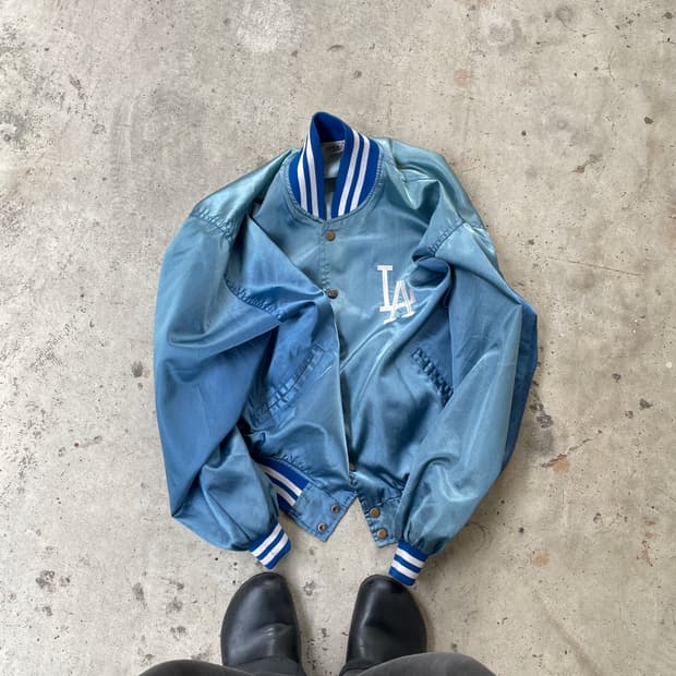 90s L.A. Dodgers Hard Faded Satin Jacket