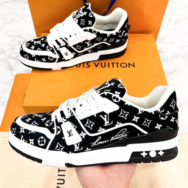 [8.5] 루이비통 LV 트레이너 모노그램 텍스타일 스니커즈 블랙