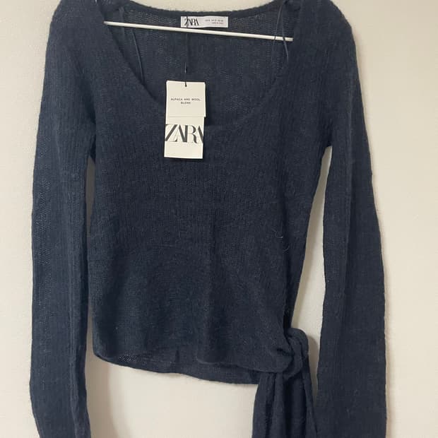 자라 네이비 레이어드 니트