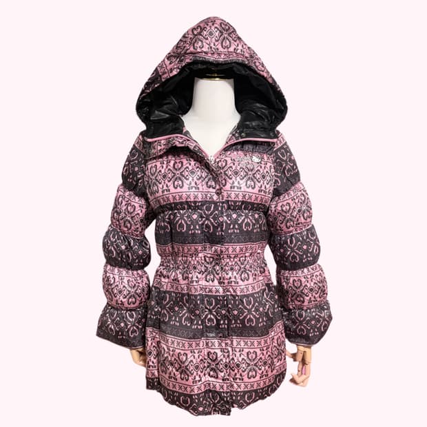 (이체시에눌) 고전키티 헬로키티 눈꽃 포인트 초코딸기맛 포인트 패딩