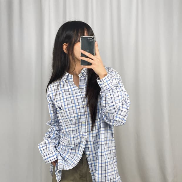 폴로 블루 체크 셔츠