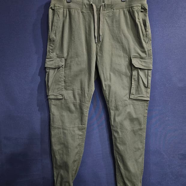 H&M 에이치앤엠 카키 남성 슬림핏 허리 36~38 데님 카고 조거팬츠 