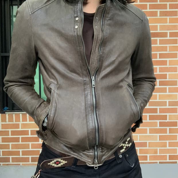 (M)솔리드옴므 쉽스킨 레더 자켓