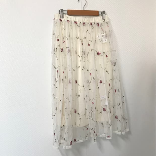 vintage rose seethrough long skirt 
