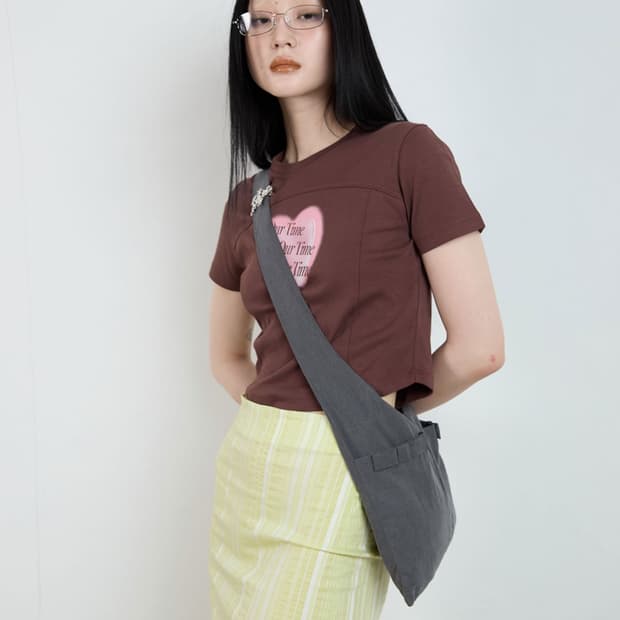 Ribbon Detail Shoulder Bag_Grey