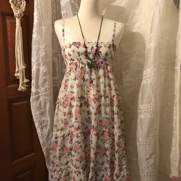 빈티지 나비 슬리브리스 원피스