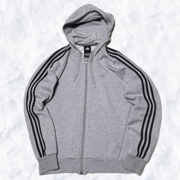 아디다스 에센셜 그레이 후드집업 