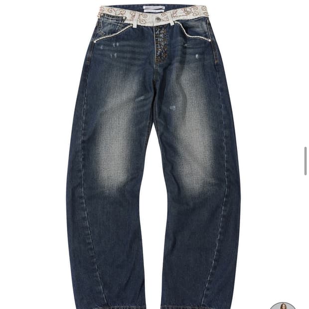 스컬프터 Beaded Waist Denim Pants Ind igo Bl