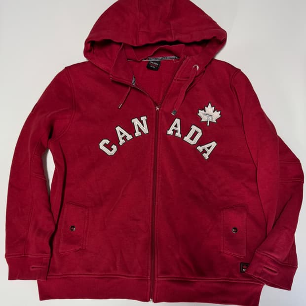 빈티지 캐냐다 핑거홀 기모 후드집업 XL 레드