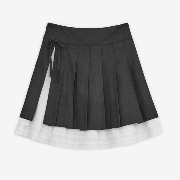 허그유어스킨 슬릿 플리츠 미디스커트 