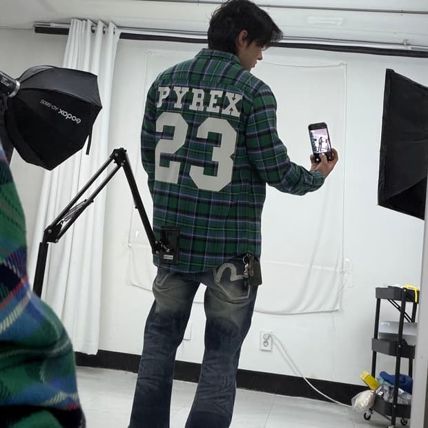 a296) 폴로랄프로렌럭비 x 파이렉스비전 플란넬 셔츠