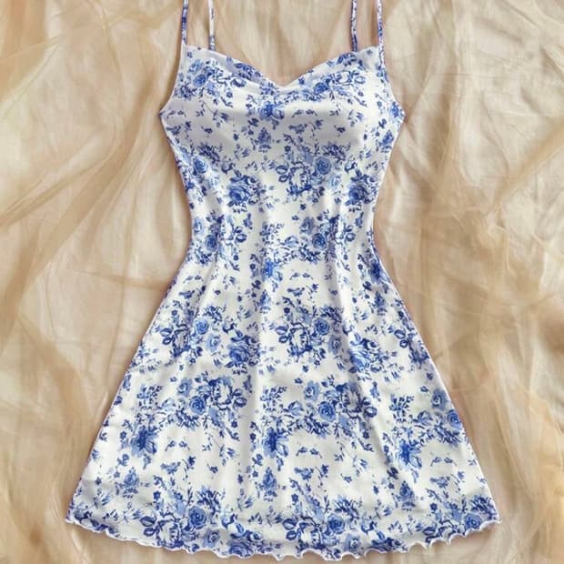 Shein 블루 플라워 원피스 M