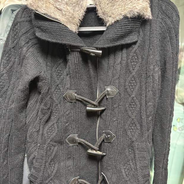 일본빈티지 블랙 퍼가디건