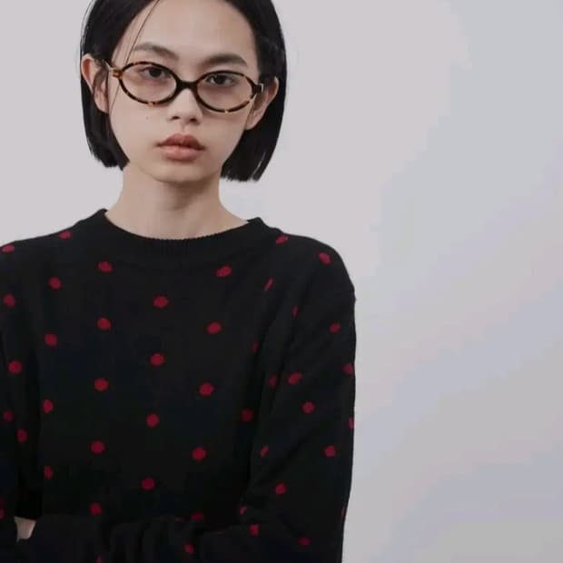 오헤시오 오헤시오 CASHMERE DOT KNIT, BLACK RED 