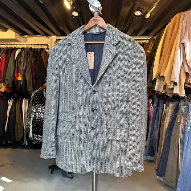 90s 폴로 랄프로렌 해리스 트위드 헤링본 자켓 made in usa