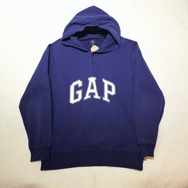 100 GAP 갭 빈티지 빅로고 버튼 후드티