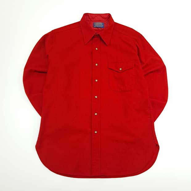 CN924 L 펜들턴 USA 레드 엘보패치 버진울 플란넬 긴팔 셔츠 남방