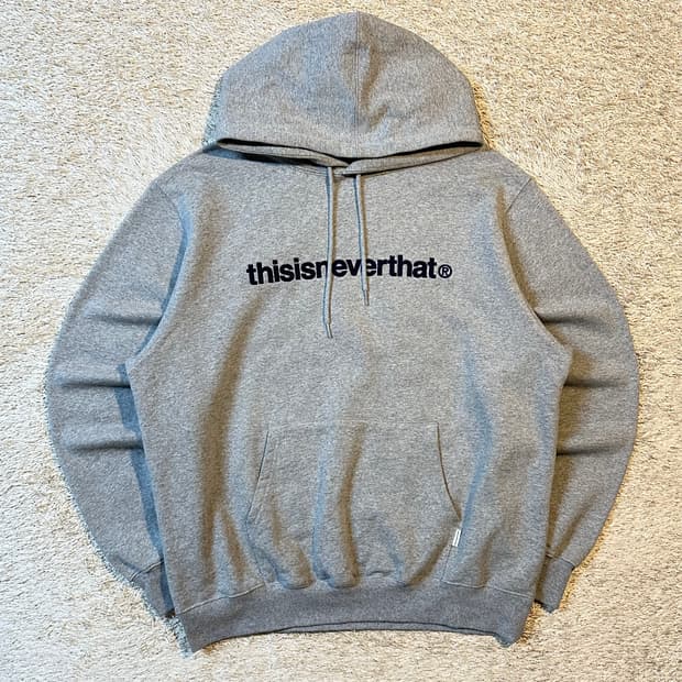 22FW 디스이즈네버댓 T-Logo 후드티 그레이 네이비