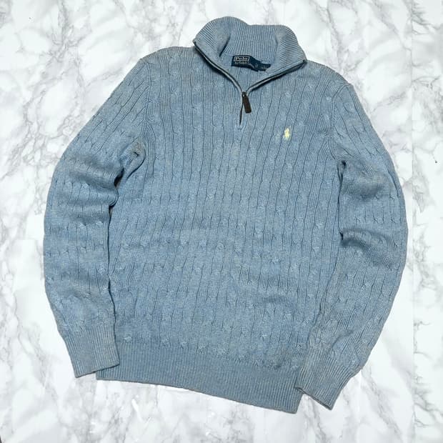 폴로 랄프로렌 니트 꽈배기 스카이블루