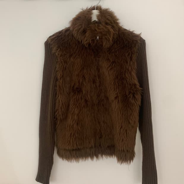 Brown fur cardigan
