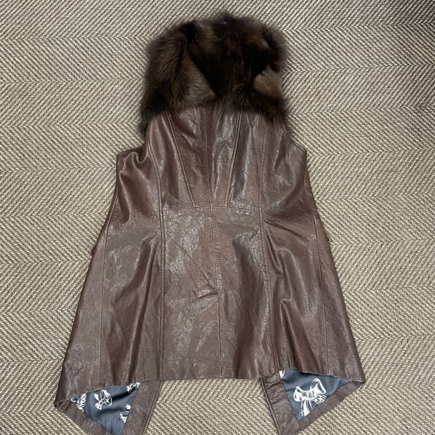vintage mink fur leather vest