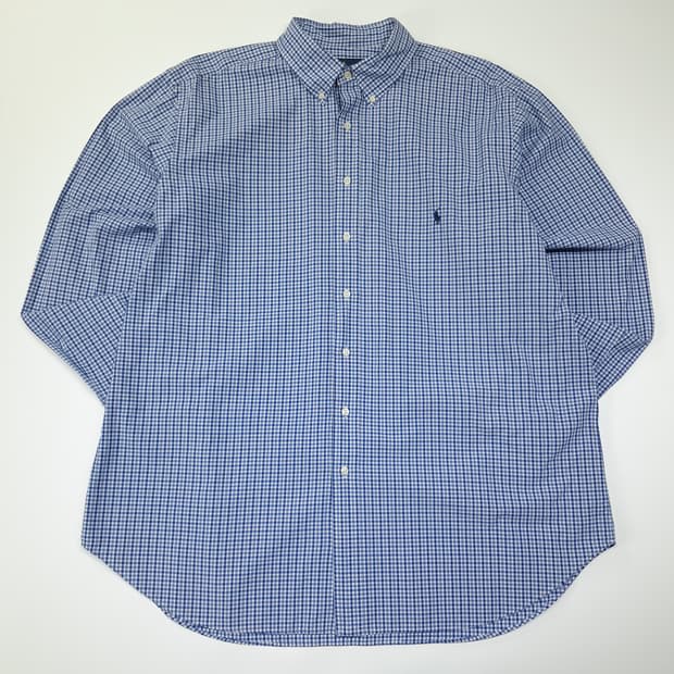 CL254 2XLT 폴로 00s 코튼 깅엄체크 블루 버튼다운 셔츠 남방