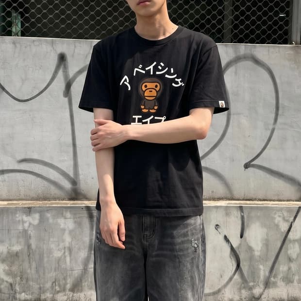 L/ 베이프 가타카나 마일로 반팔