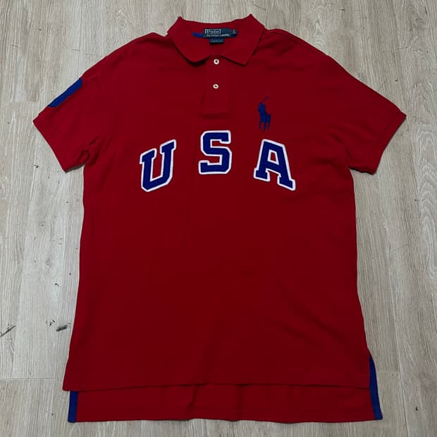 폴로 랄프로렌 USA 로고 3 커스텀핏 PK 반팔 카라티 L/100