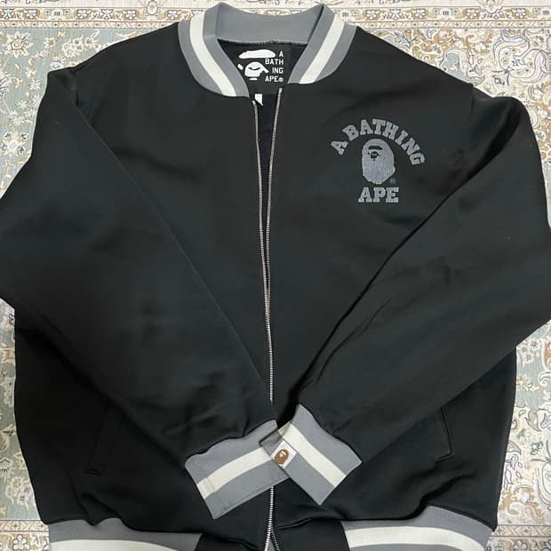 베이프 컬리지 로고 바시티 자켓 L