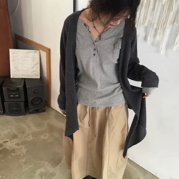 랩 가디건 차콜