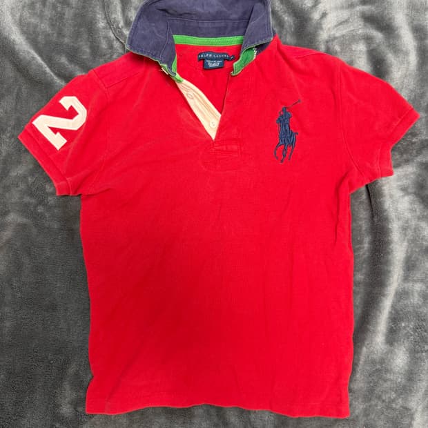 폴로 랄프로렌 2000s 빈티지 럭비 pk 자수 카라티 (L)