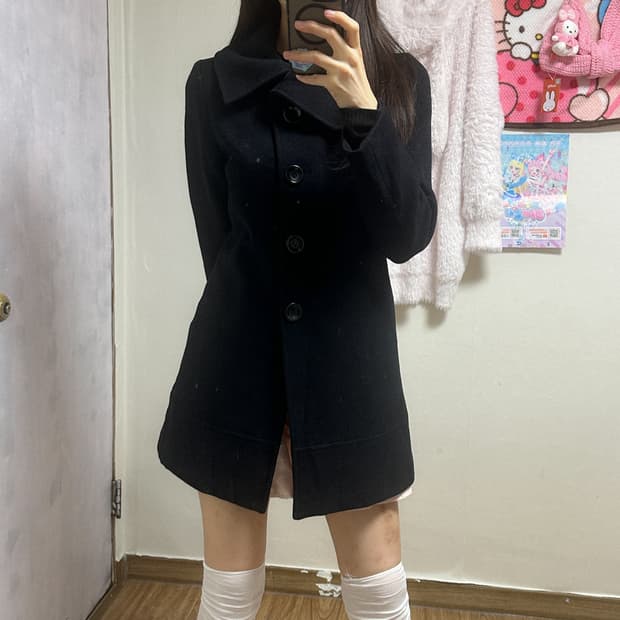 빈티지 블랙 코트 오네갸루 로걀 공겜여주 긱시크 고딕 고스 달천깔 모리걸