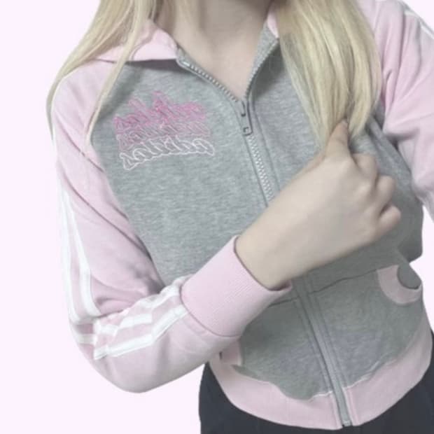 아디다스 회색연핑크 후드집업 빈티지 유일매물