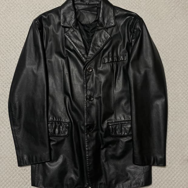 광희시장 웨스턴 무드 3버튼 카우하이드 소가죽 레더 자켓