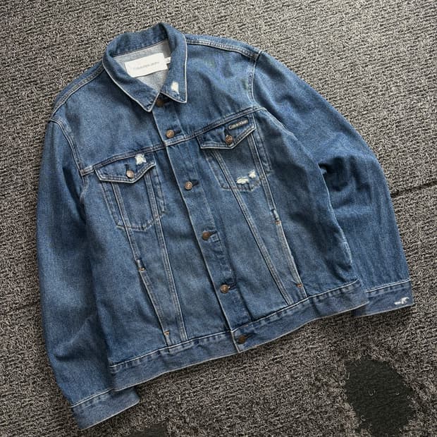 캘빈클라인 디스트로이드 데님 트러커 워크 자켓 3622