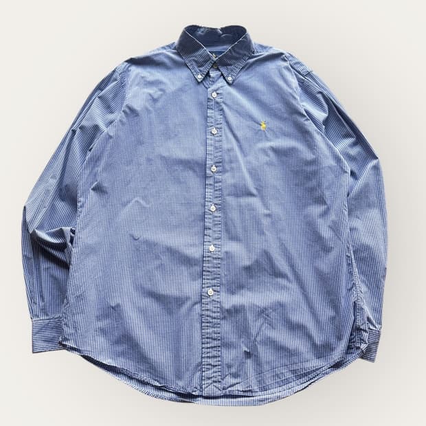 폴로 랄프로렌 블루 깅엄 체크 셔츠
