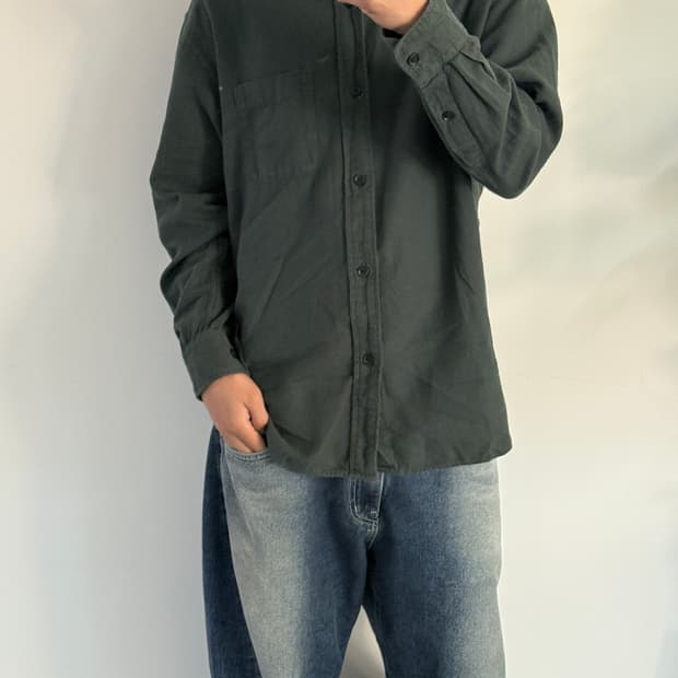 유니클로 차이나 셔츠 그린