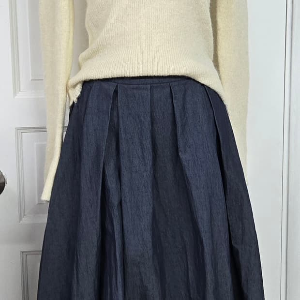 새상품)봄봄플라워니트/stable스테이블 인디고스커트