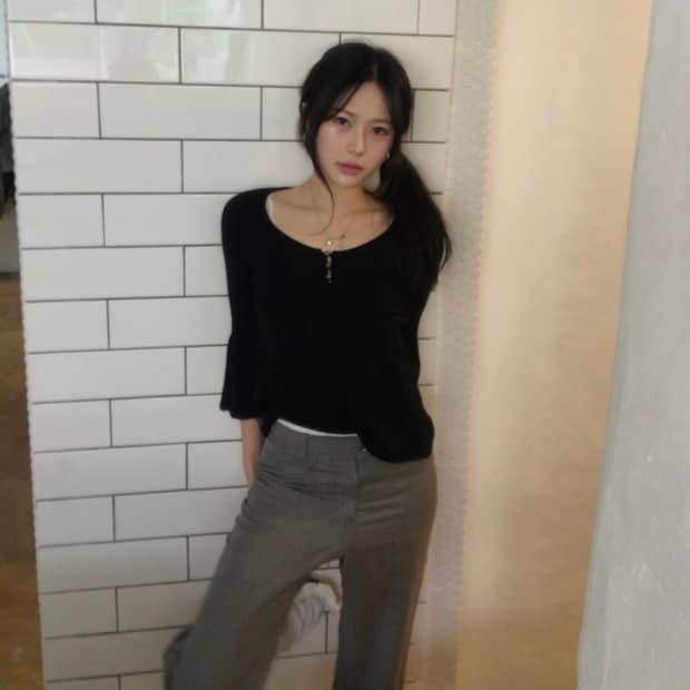 빈티지 레이스 디테일 니트 블라우스