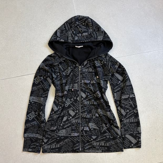 레터링 프린팅 후드집업