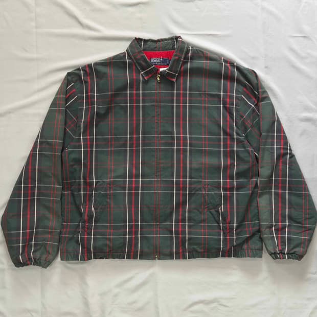 90s 폴로 랄프로렌 기모 안감 체크 블루종 자켓