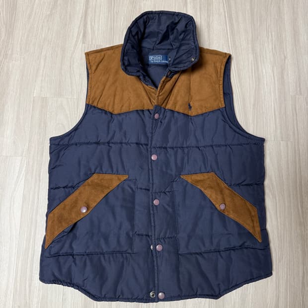 정품 폴로 랄프로렌 스웨이드 패딩 베스트 웨스턴 스타일