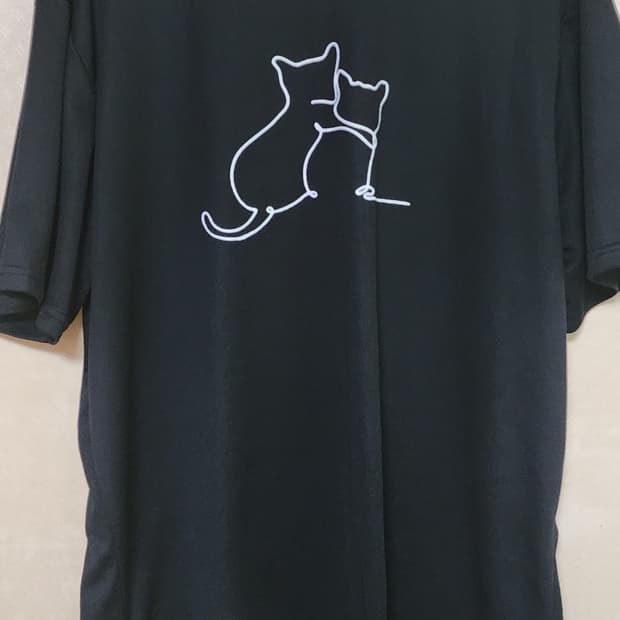 고양이 프린팅남성 검정 반팔 티셔츠2xl 거의새거