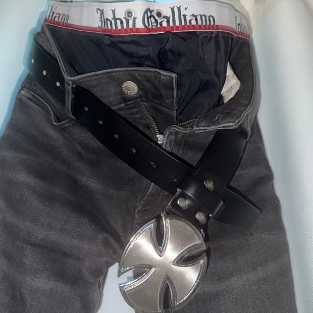 silver cross cow leather belt black/bn