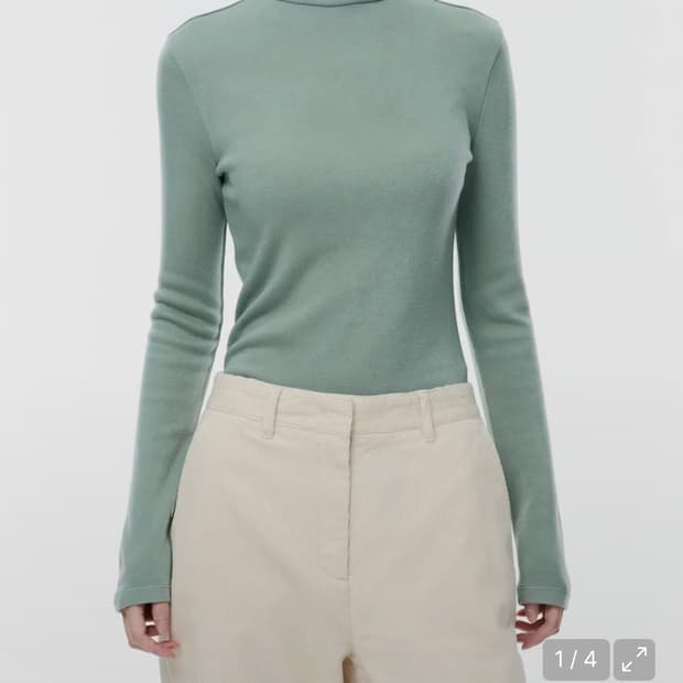 힛탠다드 우먼즈 속기모 슬림 터틀넥 긴팔티셔츠 [바질]