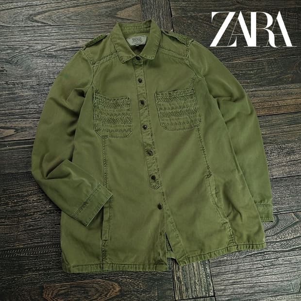 [자라] 빈티지 가공 에슨닉 패널 도킹 밀리터리 셔츠 자켓 M19798