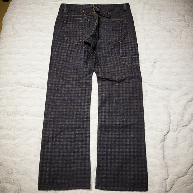 00s Check Pattern Straight Pants