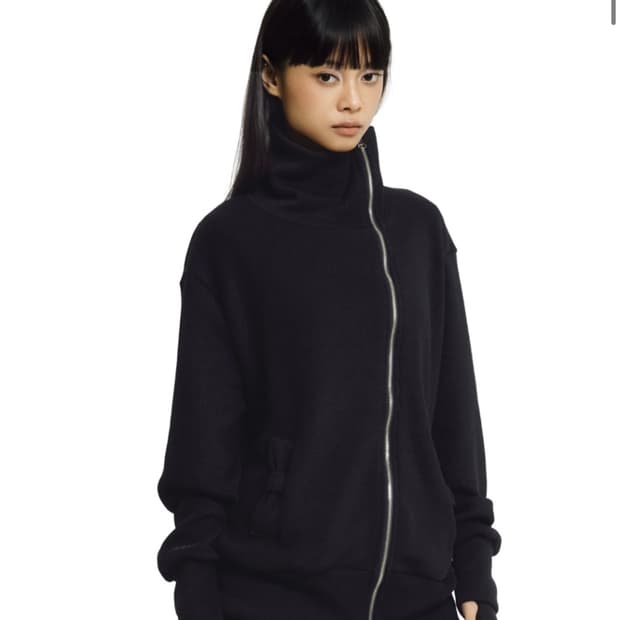  포어링 RIBBON CROSS ZIP-UP [BLACK] 집업 자켓