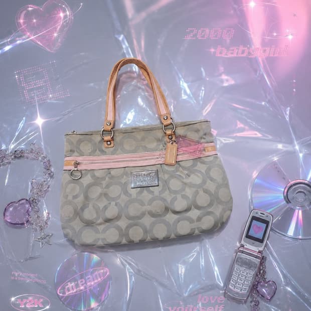 보증서🌸//COACH 코치 시그니처 파피 글램 토트 숄더백 