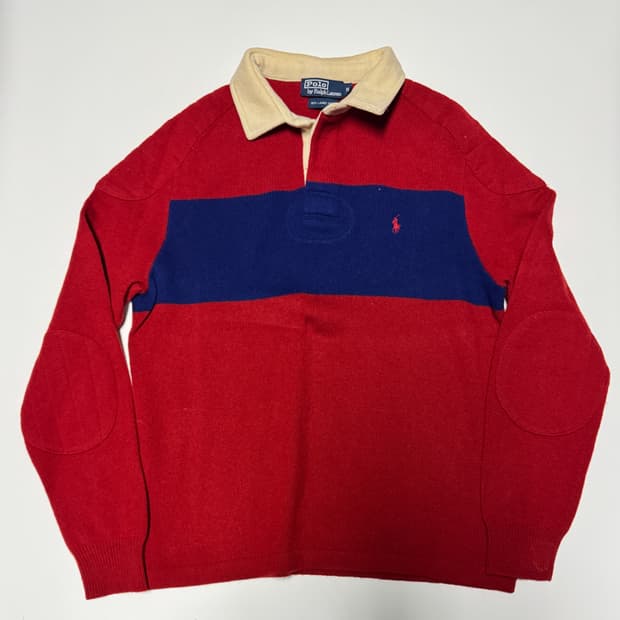 희귀!! 폴로 랄프로렌 램스울 럭비 카라 니트 M ~ L